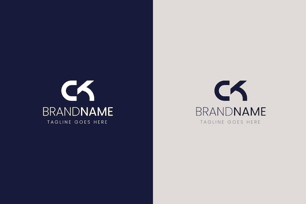 Modelo de logotipo ck profissional criativo