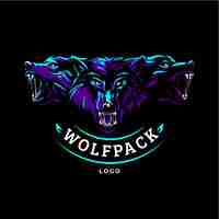 Vetor grátis modelo de logotipo criativo wolfpack desenhado à mão