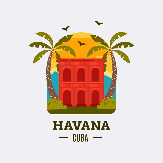 Modelo de logotipo cubano desenhado à mão