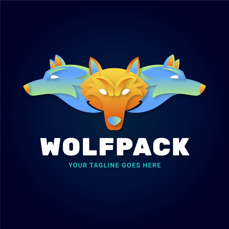 Vetor grátis modelo de logotipo da marca wolfpack