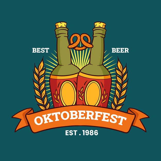 Modelo de logotipo da oktoberfest desenhado à mão