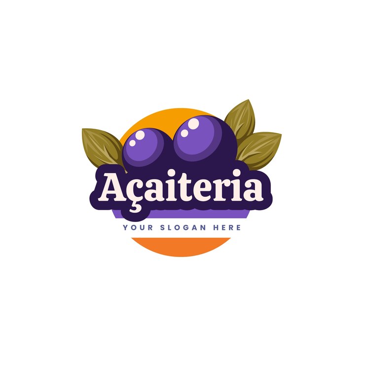 Vetor grátis modelo de logotipo de acaiteria desenhado à mão