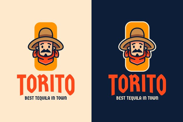 Modelo de logotipo de bar mexicano desenhado à mão