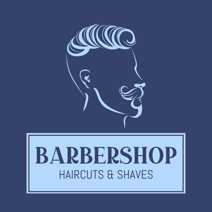 Vetor grátis modelo de logotipo de barbeiro de corte de cabelo e barbear monocolor linear