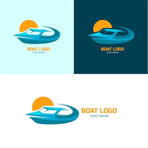 Vetor grátis modelo de logotipo de barco de design plano