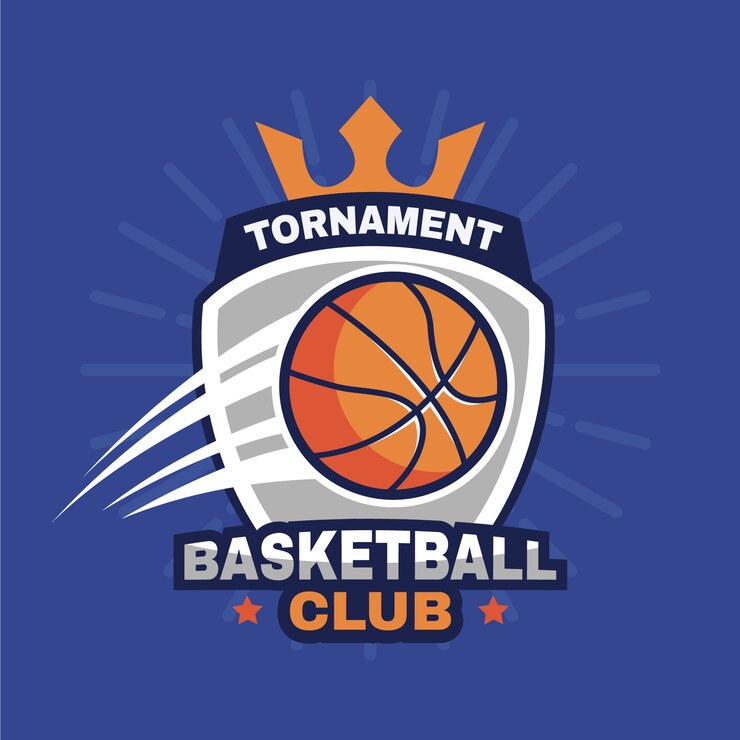 Vetor grátis modelo de logotipo de basquete de design plano desenhado à mão