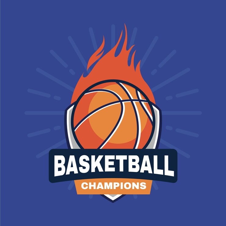 Vetor grátis modelo de logotipo de basquete de design plano desenhado à mão