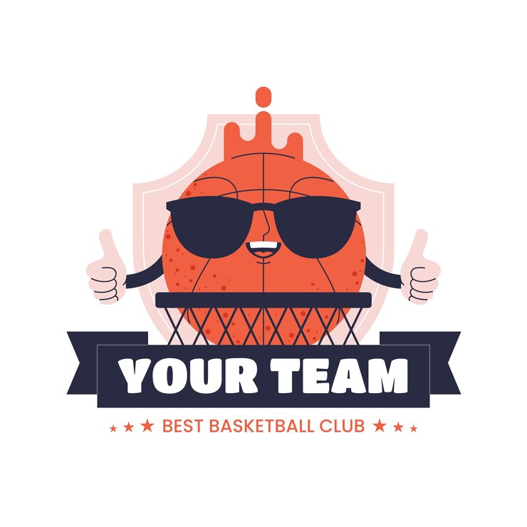 Vetor grátis modelo de logotipo de basquete de design plano