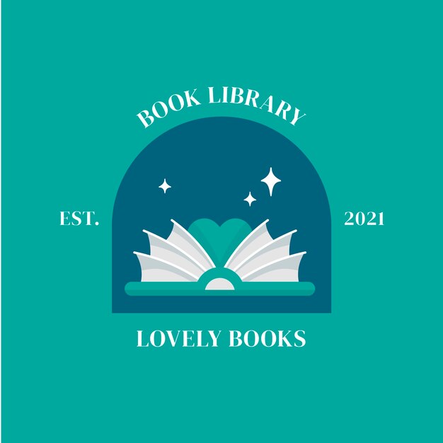 Modelo de logotipo de biblioteca de design plano desenhado à mão