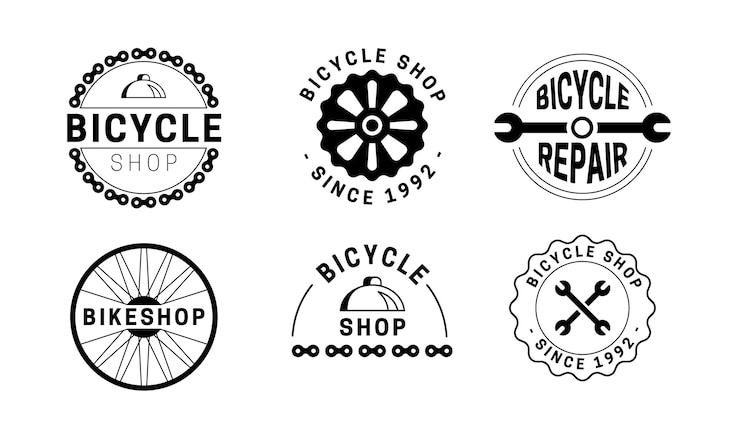 Vetor grátis modelo de logotipo de bicicleta de mecanismo detalhado