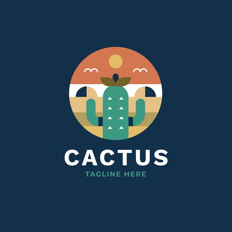 Vetor grátis modelo de logotipo de cacto de design plano