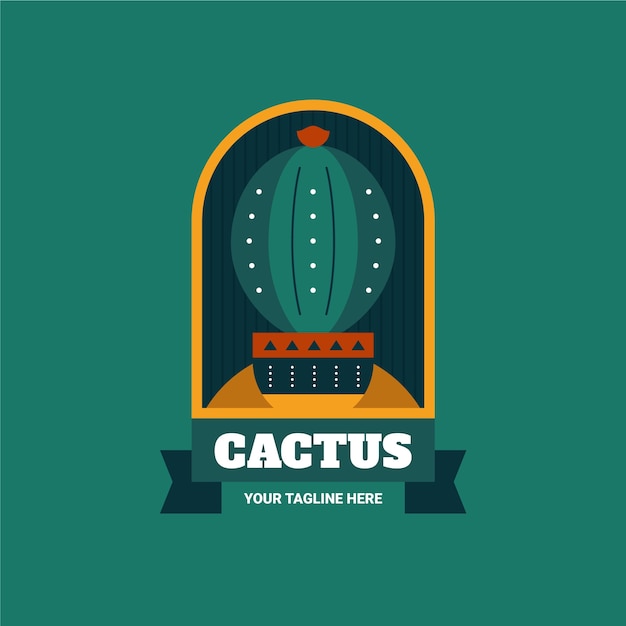 Vetor grátis modelo de logotipo de cacto de design plano