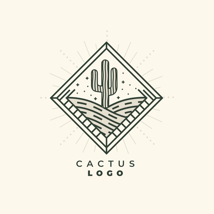 Vetor grátis modelo de logotipo de cacto desenhado à mão