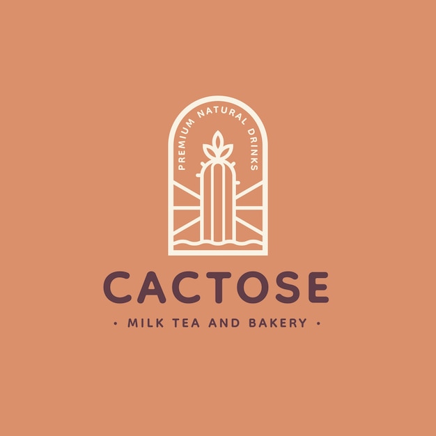 Modelo de logotipo de cacto desenhado à mão