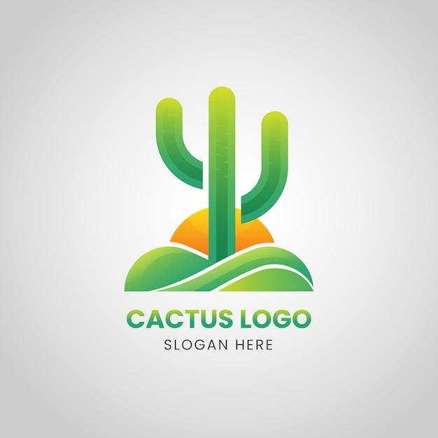 Vetor grátis modelo de logotipo de cacto gradiente