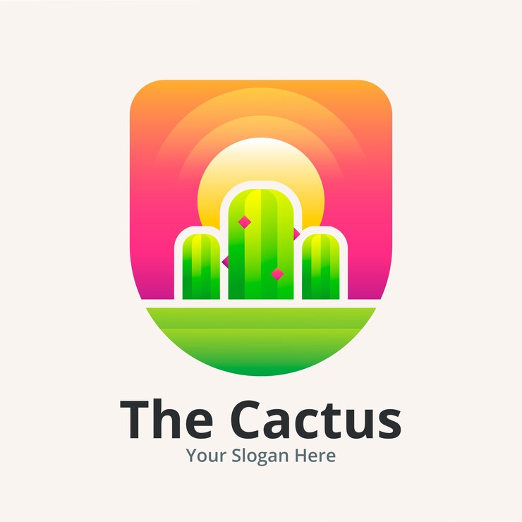 Vetor grátis modelo de logotipo de cacto gradiente