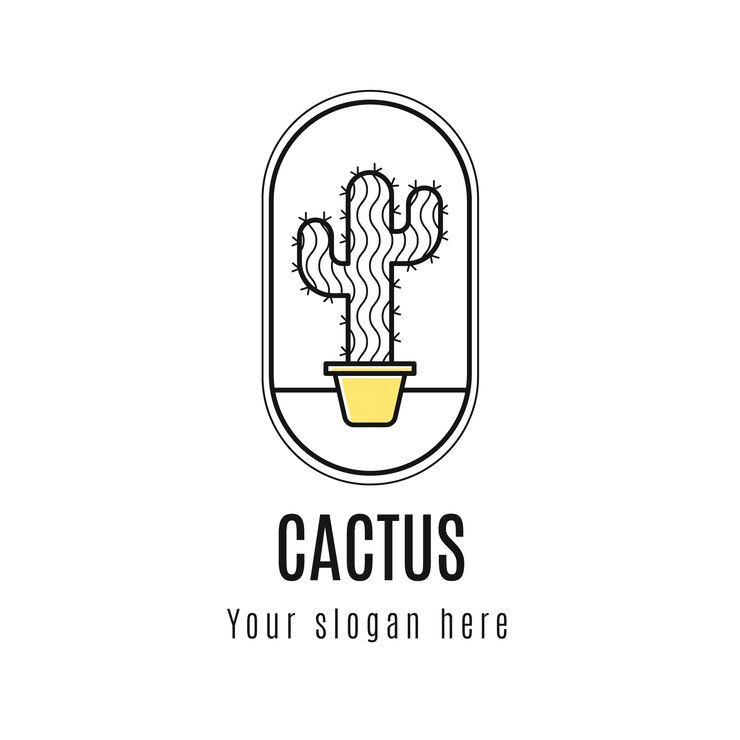 Vetor grátis modelo de logotipo de cacto plano