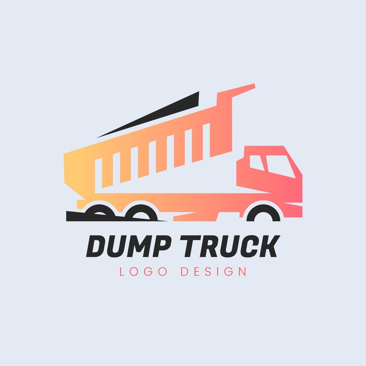 Vetor grátis modelo de logotipo de caminhão basculante gradiente