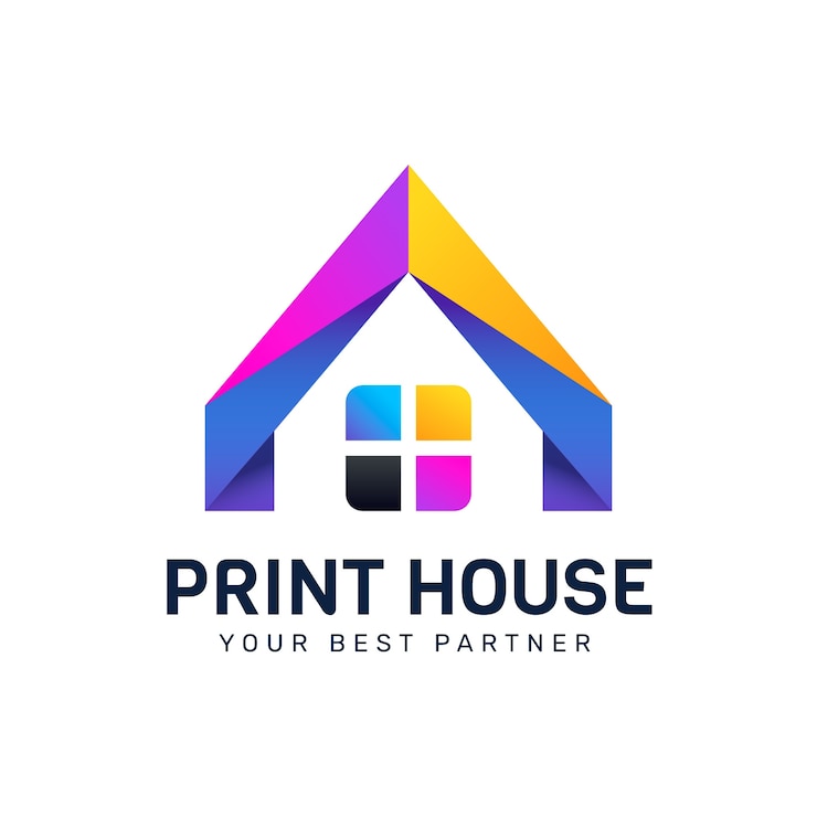 Vetor grátis modelo de logotipo de casa de impressão