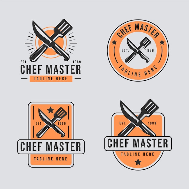 Vetor grátis modelo de logotipo de chef de design plano