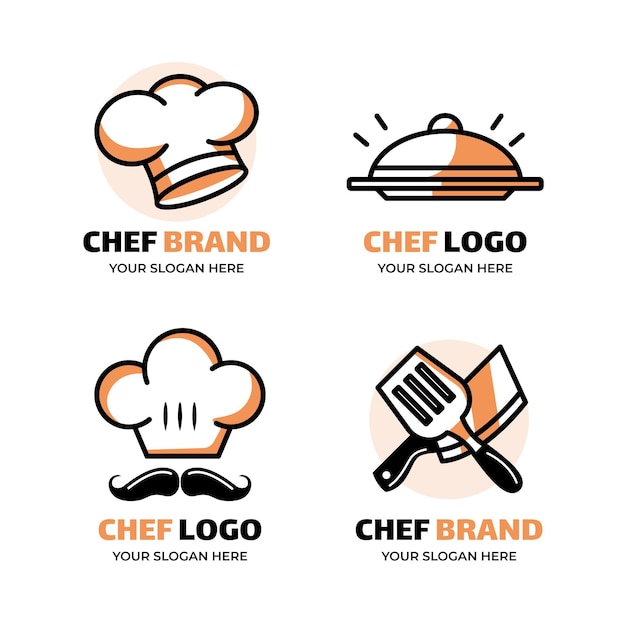 Vetor grátis modelo de logotipo de chef de design plano