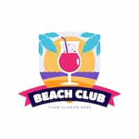 Vetor grátis modelo de logotipo de clube de praia de design plano