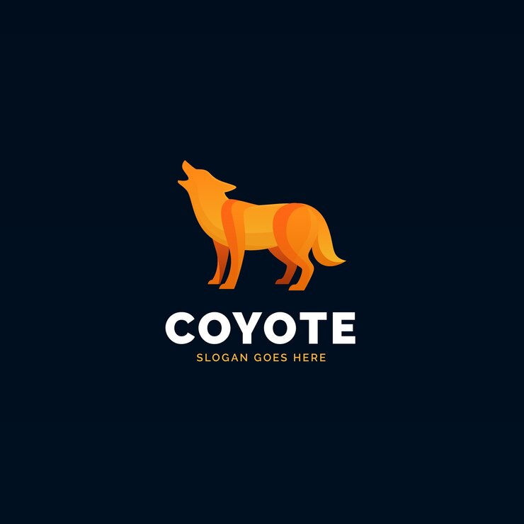 Vetor grátis modelo de logotipo de coiote em gradiente
