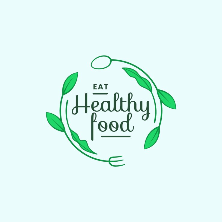Vetor grátis modelo de logotipo de comida saudável desenhado à mão
