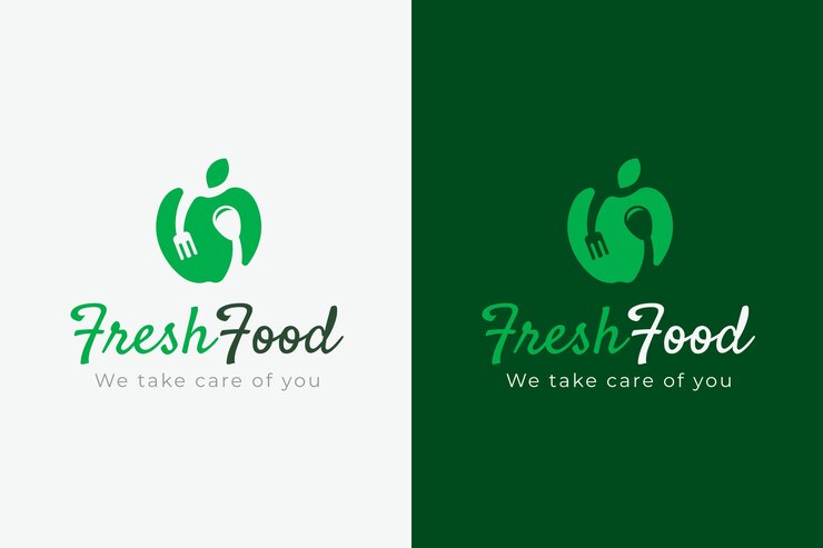 Vetor grátis modelo de logotipo de comida saudável desenhado à mão