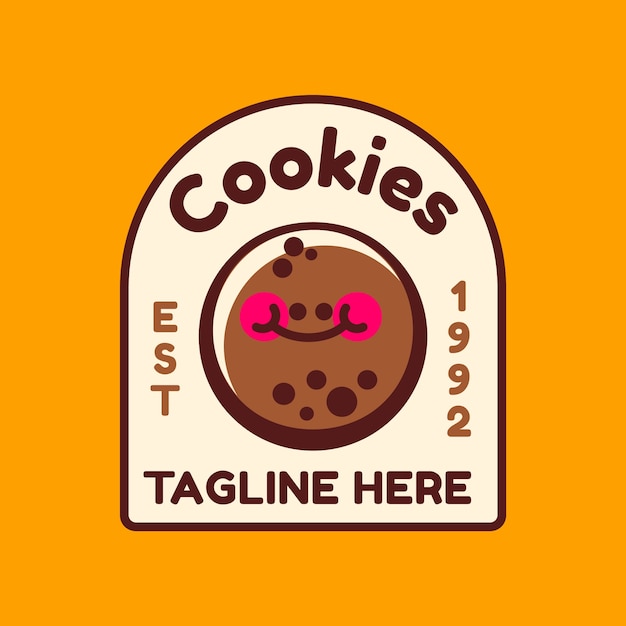 Vetor grátis modelo de logotipo de cookies de design plano