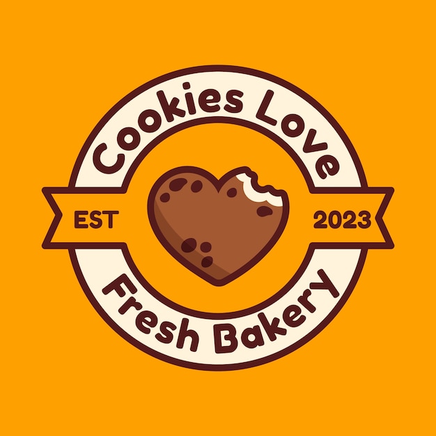 Modelo de logotipo de cookies de design plano