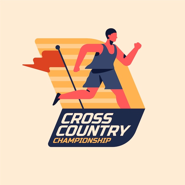 Modelo de logotipo de cross country desenhado à mão