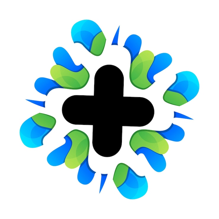 Vetor grátis modelo de logotipo de cuidados de saúde e símbolo de plus