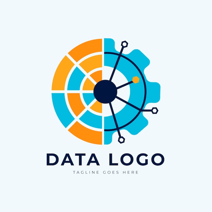 Vetor grátis modelo de logotipo de dados de design plano