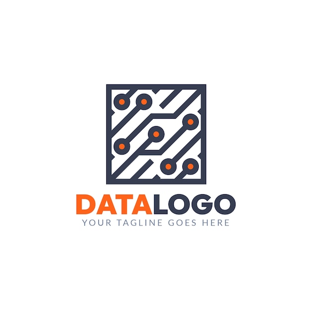 Modelo de logotipo de dados de design plano