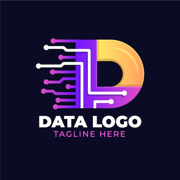 Modelo de logotipo de dados em gradiente