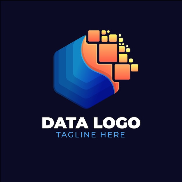 Modelo de logotipo de dados em gradiente