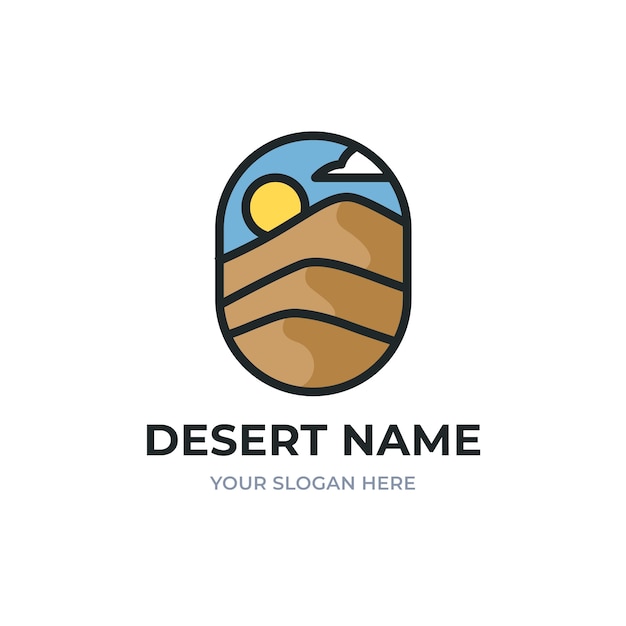 Vetor grátis modelo de logotipo de deserto plano