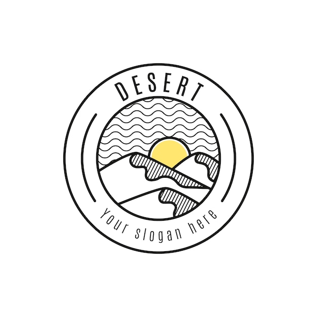 Modelo de logotipo de deserto plano