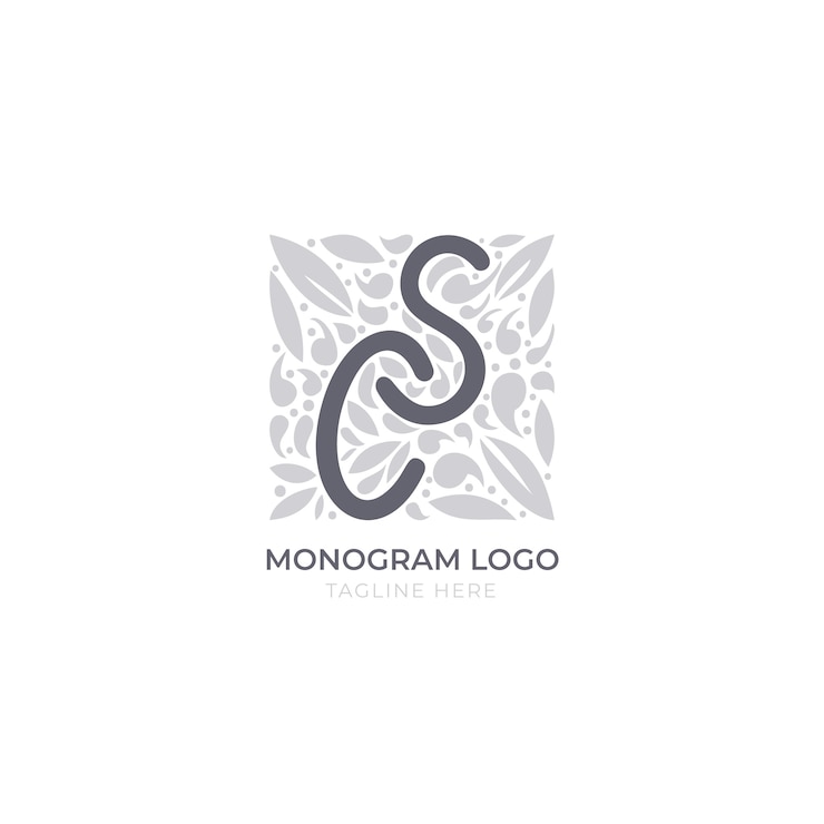 Vetor grátis modelo de logotipo de design plano desenhado à mão sc ou cs