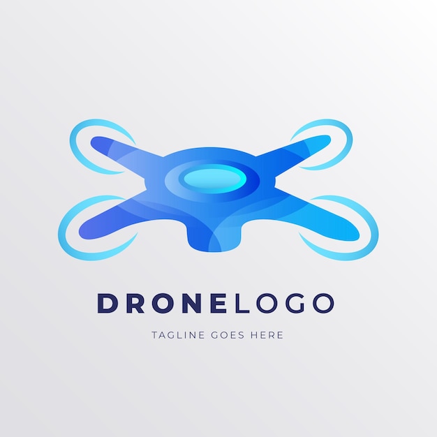 Modelo de logotipo de drone gradiente azul