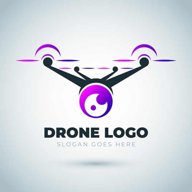 Vetor grátis modelo de logotipo de drone gradiente