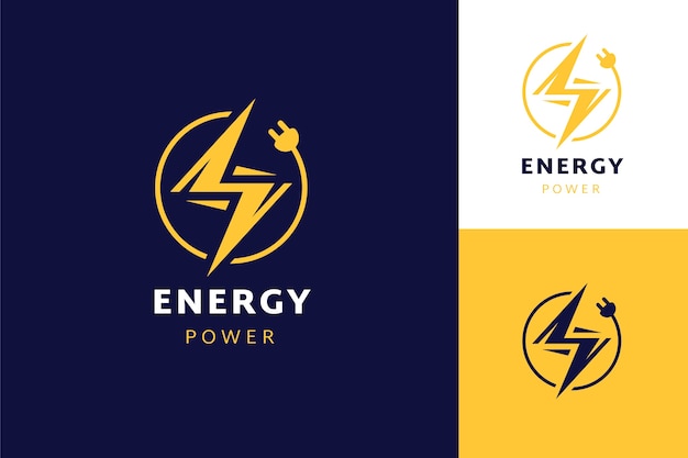 Vetor grátis modelo de logotipo de energia desenhado à mão