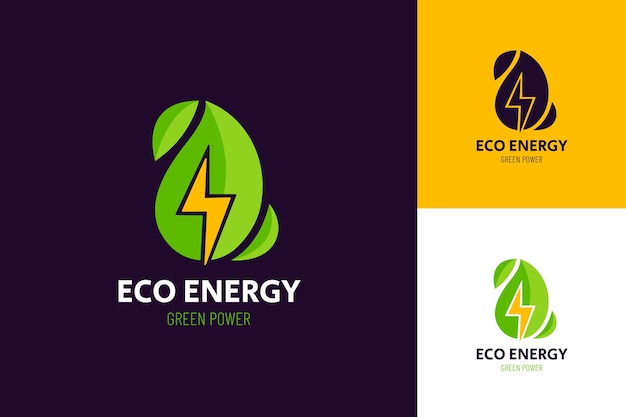 Modelo de logotipo de energia renovável de design plano