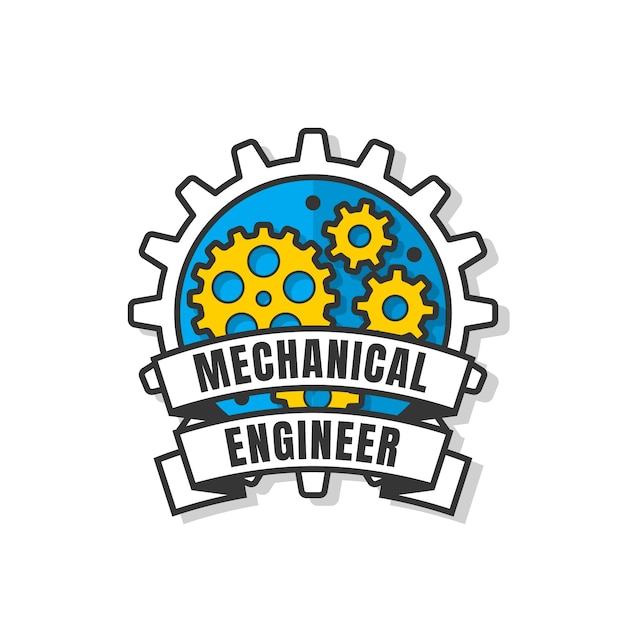 Vetor grátis modelo de logotipo de engenharia mecânica desenhado à mão