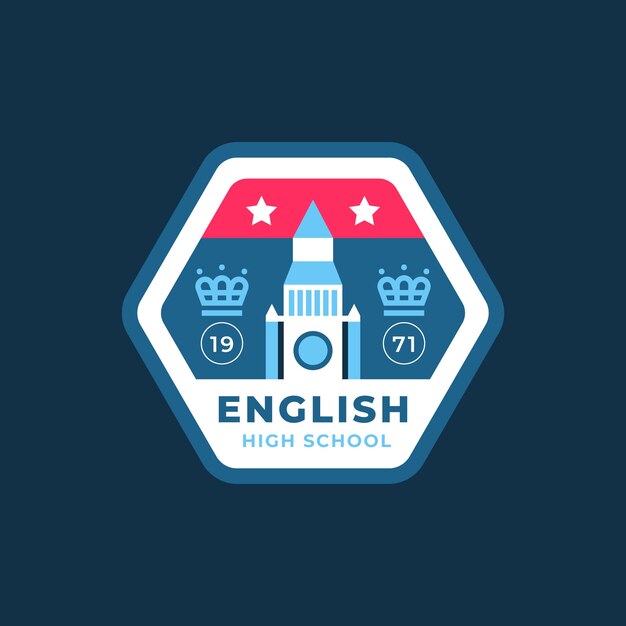 Modelo de logotipo de escola de inglês de design plano