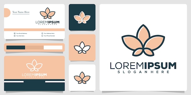 Modelo de logotipo de flor abstrata e cartão de visita