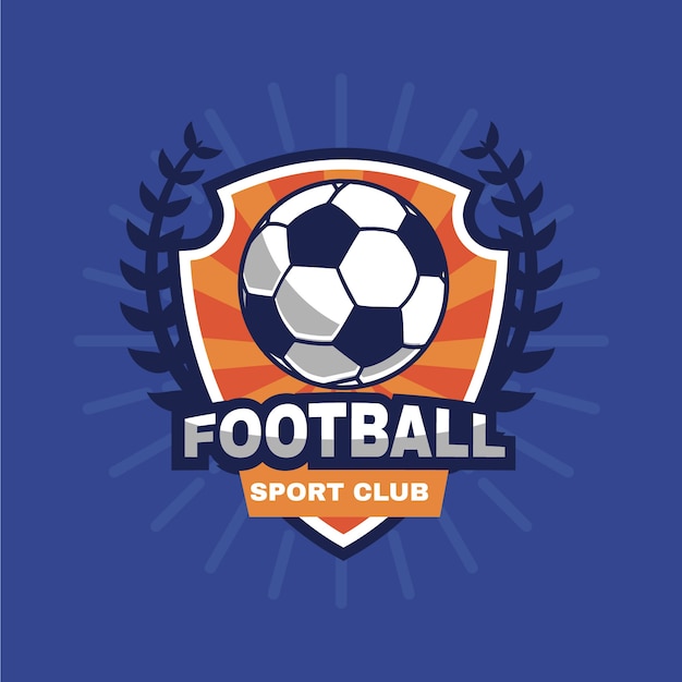 Vetor grátis modelo de logotipo de futebol de design plano desenhado à mão