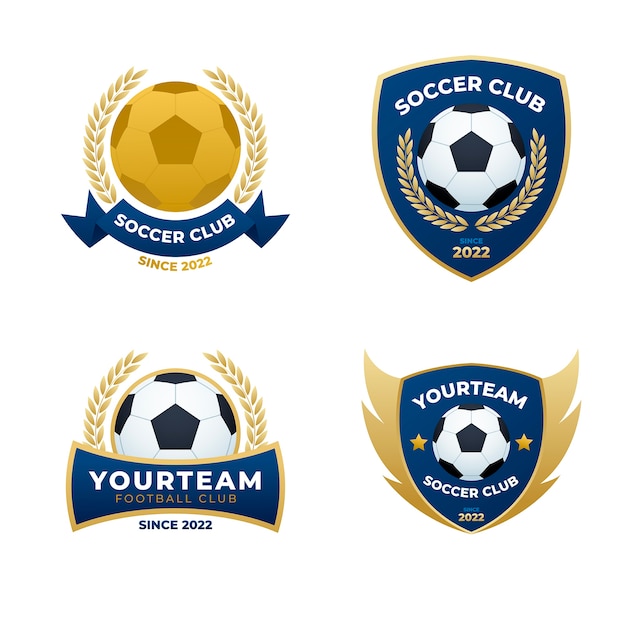 Modelo de logotipo de futebol gradiente Vetor Premium