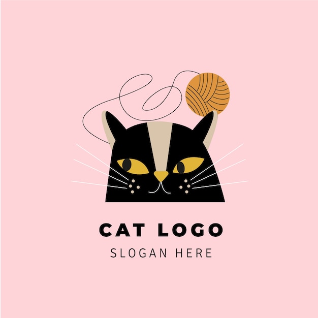 Vetor grátis modelo de logotipo de gato desenhado a mão